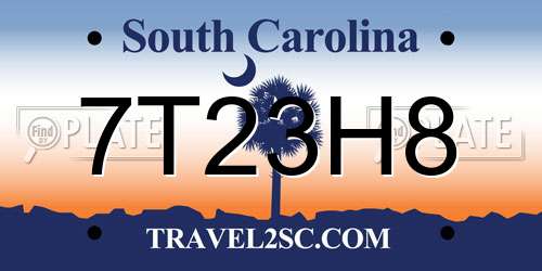 7T23H8 South Carolina License Plate