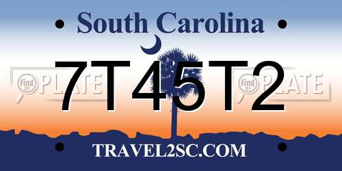 7T45T2 South Carolina License Plate