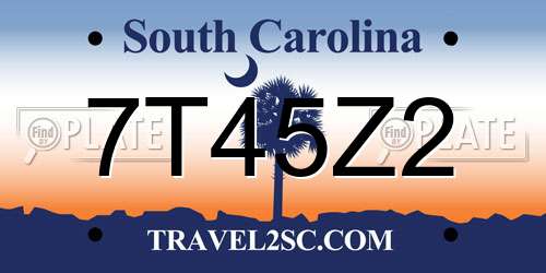 7T45Z2 South Carolina License Plate