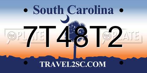 7T48T2 South Carolina License Plate