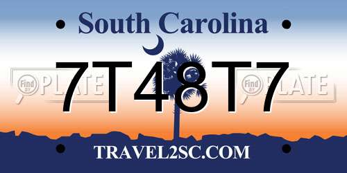 7T48T7 South Carolina License Plate