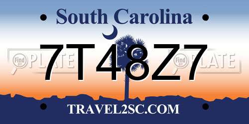 7T48Z7 South Carolina License Plate