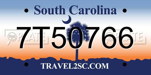 7T50766 South Carolina License Plate
