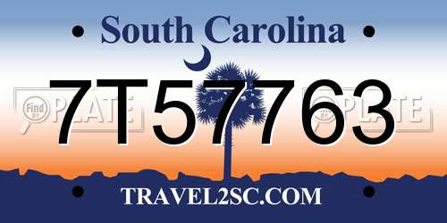 7T57763 South Carolina License Plate