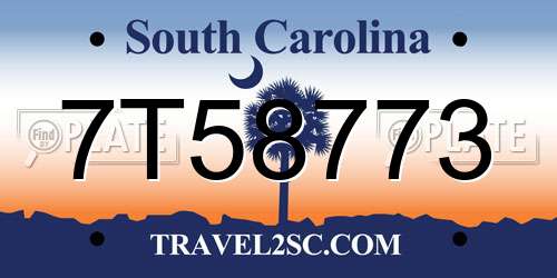 7T58773 South Carolina License Plate