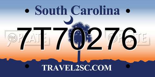 7T70276 South Carolina License Plate