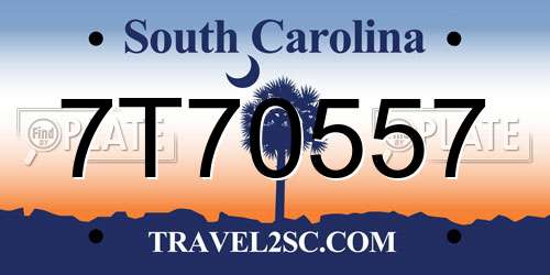 7T70557 South Carolina License Plate