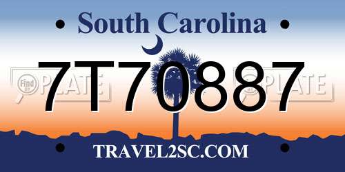 7T70887 South Carolina License Plate