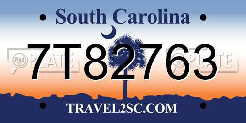 7T82763 South Carolina License Plate