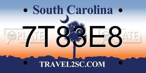7T83E8 South Carolina License Plate