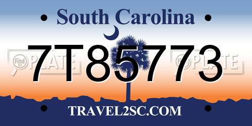 7T85773 South Carolina License Plate