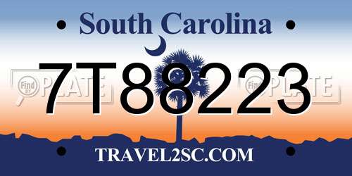 7T88223 South Carolina License Plate