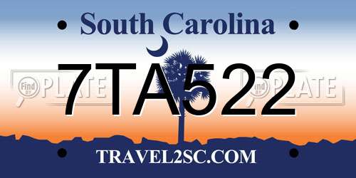 7TA522 South Carolina License Plate