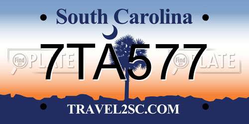 7TA577 South Carolina License Plate