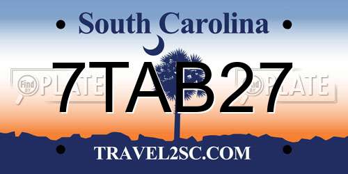 7TAB27 South Carolina License Plate