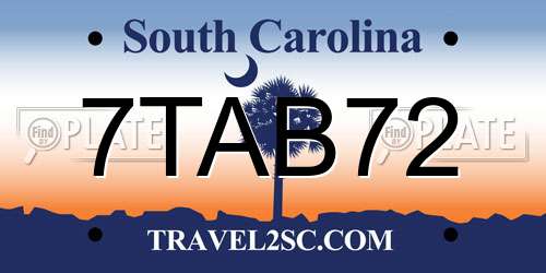 7TAB72 South Carolina License Plate