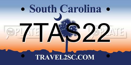 7TAS22 South Carolina License Plate
