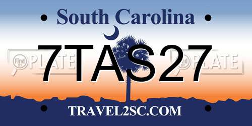 7TAS27 South Carolina License Plate