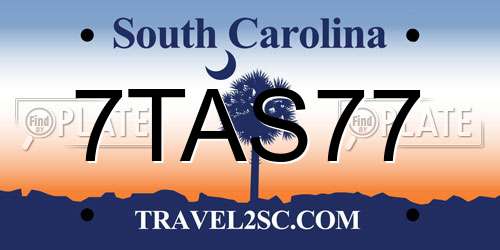 7TAS77 South Carolina License Plate