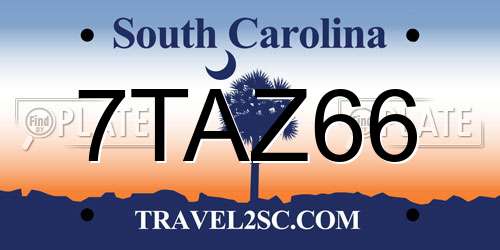 7TAZ66 South Carolina License Plate