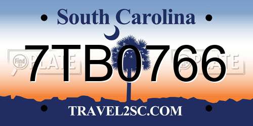 7TB0766 South Carolina License Plate