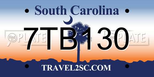 7TB130 South Carolina License Plate