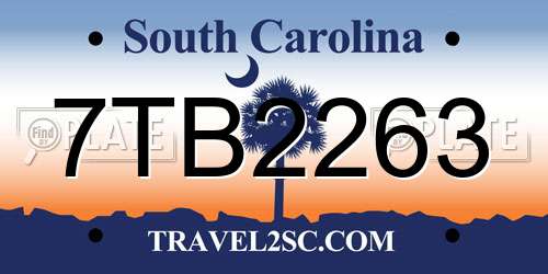 7TB2263 South Carolina License Plate