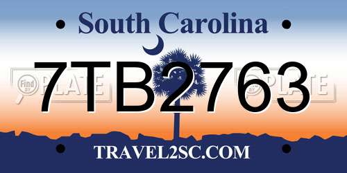 7TB2763 South Carolina License Plate