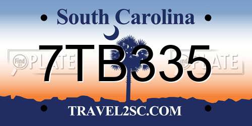 7TB335 South Carolina License Plate