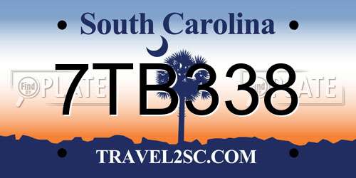 7TB338 South Carolina License Plate