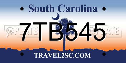 7TB545 South Carolina License Plate