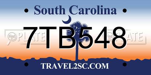 7TB548 South Carolina License Plate
