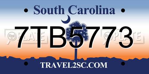 7TB5773 South Carolina License Plate