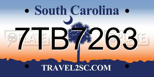 7TB7263 South Carolina License Plate