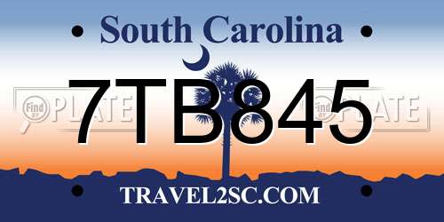 7TB845 South Carolina License Plate