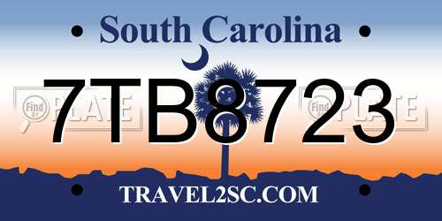 7TB8723 South Carolina License Plate