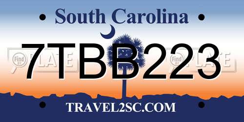 7TBB223 South Carolina License Plate