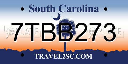 7TBB273 South Carolina License Plate