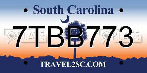 7TBB773 South Carolina License Plate