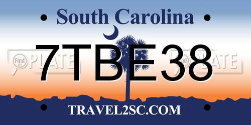 7TBE38 South Carolina License Plate