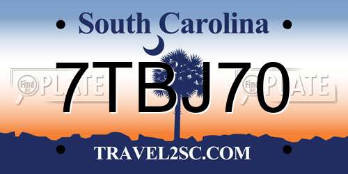 7TBJ70 South Carolina License Plate