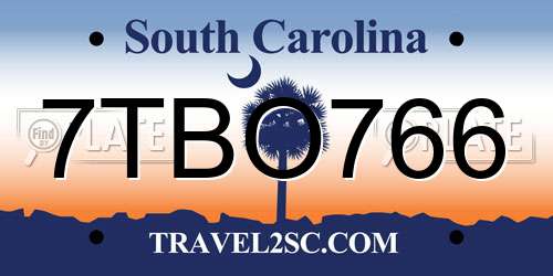 7TBO766 South Carolina License Plate