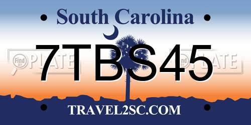 7TBS45 South Carolina License Plate