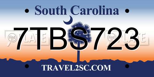 7TBS723 South Carolina License Plate