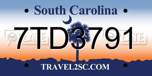 7TD3791 South Carolina License Plate