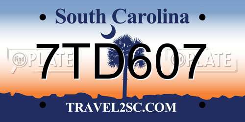 7TD607 South Carolina License Plate