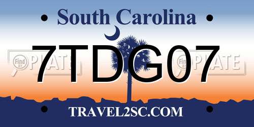 7TDG07 South Carolina License Plate
