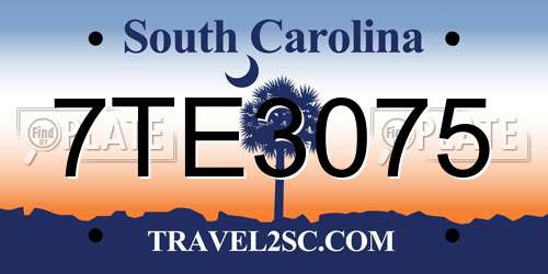7TE3075 South Carolina License Plate