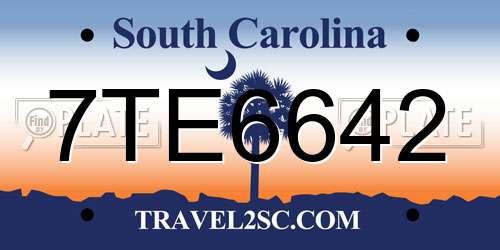 7TE6642 South Carolina License Plate