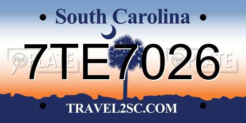 7TE7026 South Carolina License Plate